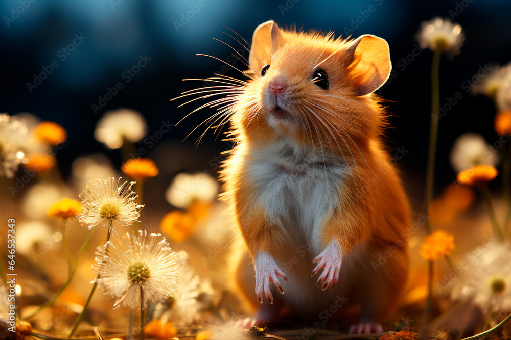 little cute hamster in autumn forest little cute hamster in autumn forest