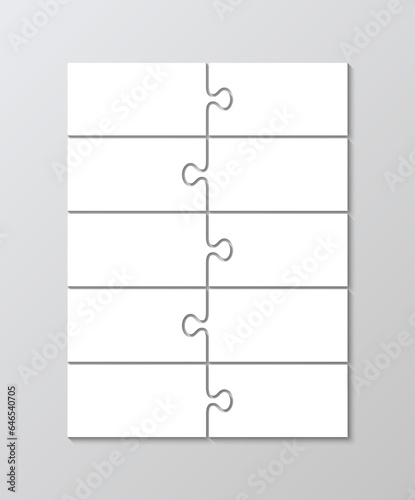 Business presentation for infographics. Rectangle business presentation infographic. Jigsaw puzzle info graphic with 10 pieces, steps, parts of process diagram. Puzzle grid. Vector