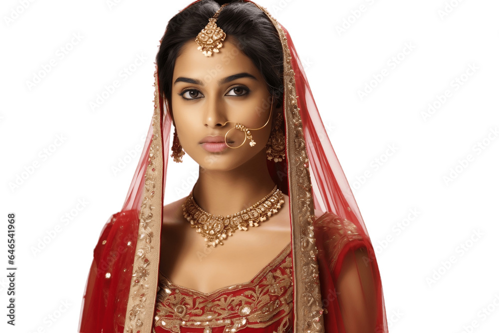 An Indian Bride in Traditional Wedding Attire on Transparent Background ...