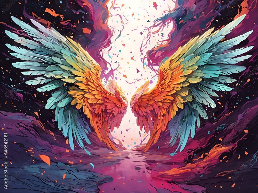 Obraz premium Angel Wings Marker Painting Backdrop Digital Background 