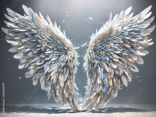 Angel Wings Icey White Blue Backdrop Digital Background 