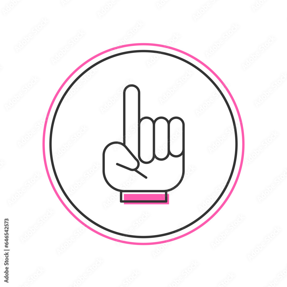 Filled outline Number 1 one fan hand glove with finger raised icon isolated on white background. Symbol of team support in competitions. Vector Filled outline Number 1 one fan hand glove with finger raised icon isolated on white background. Symbol of team support in competitions. Vector