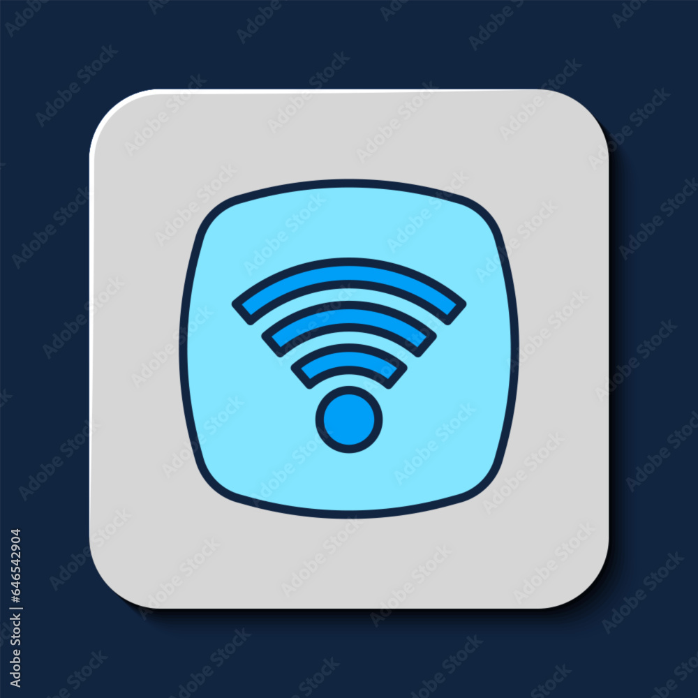 Filled outline Wi-Fi wireless internet network symbol icon isolated on blue background. Vector Filled outline Wi-Fi wireless internet network symbol icon isolated on blue background. Vector