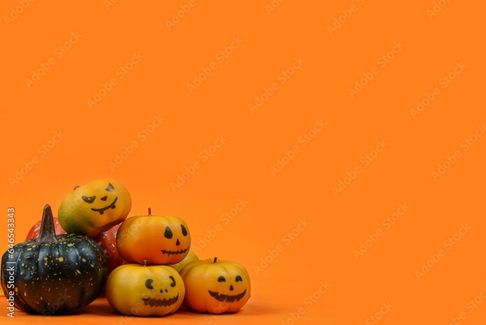 Halloween concept, composition with pumpkins and more Halloween concept, composition with pumpkins and more