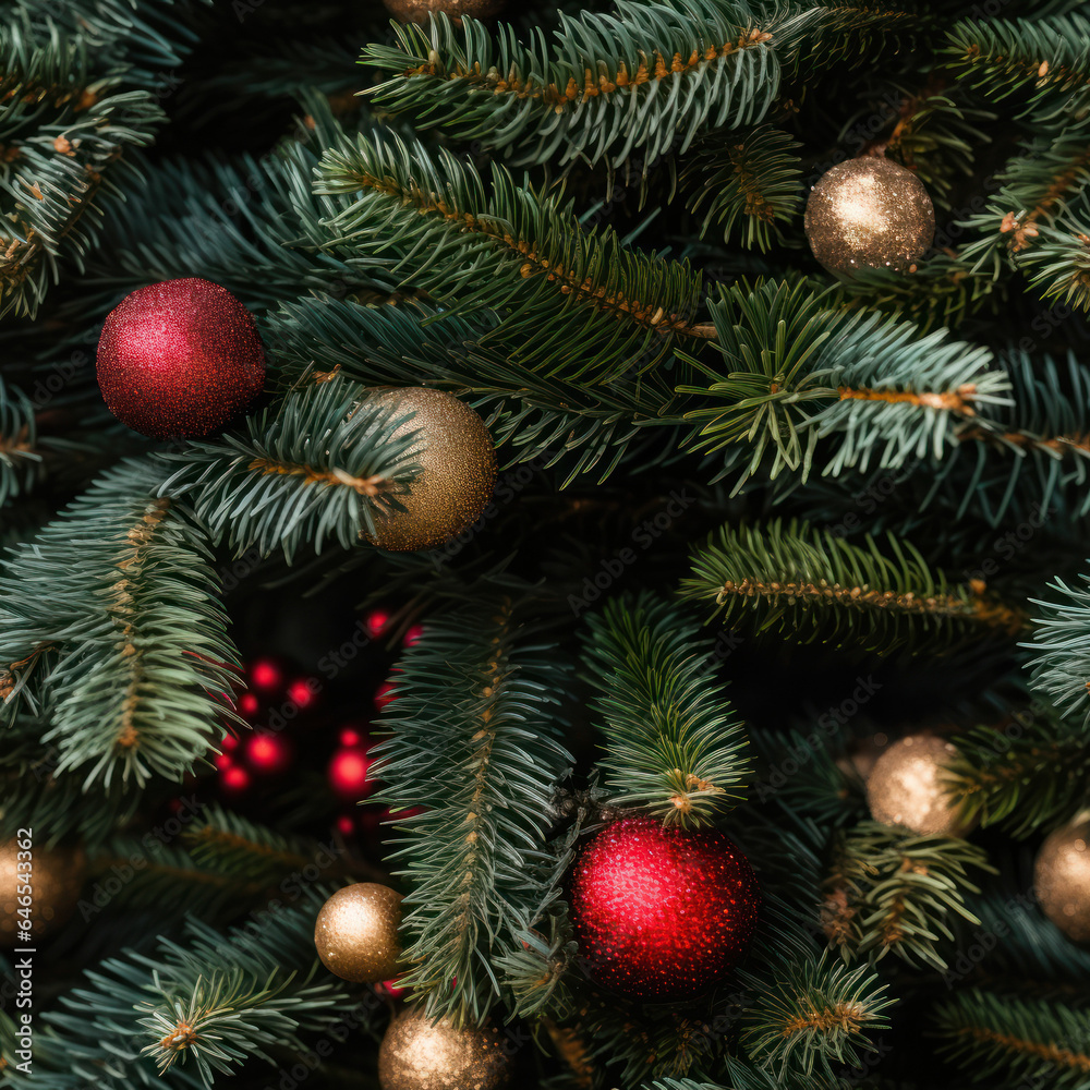 Decorated Christmas Tree background seamless