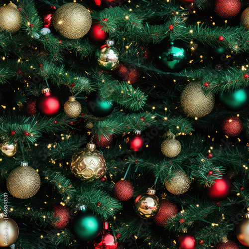 Decorated Christmas Tree background seamless