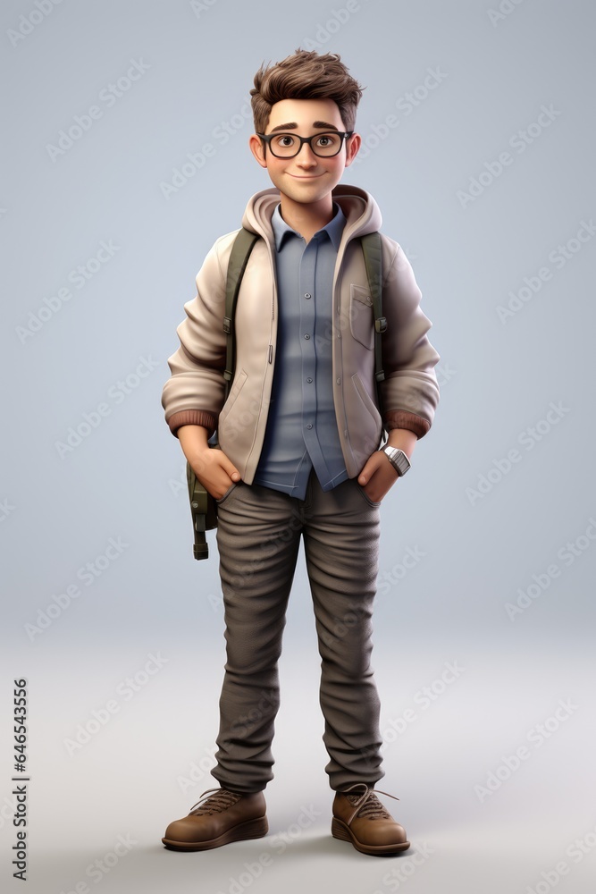 Fototapeta premium 3d Developer, Generic Concept. Minimalist 3d people. Isolated on white.