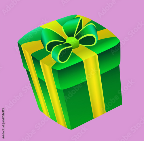 
Green Gift Box Vector Illustration, Cut Out