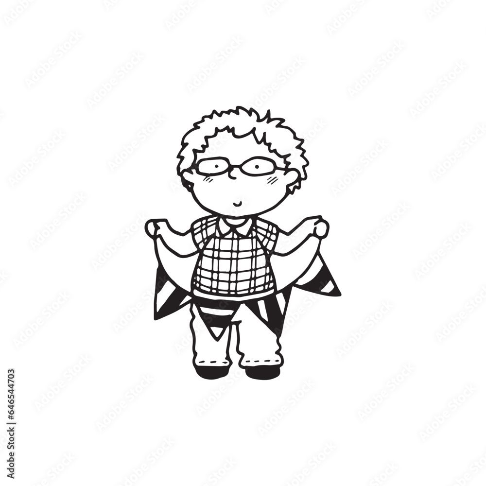 Handdrawn kid illustration, child drawing, cute kid, boy holiday Handdrawn kid illustration, child drawing, cute kid, boy holiday