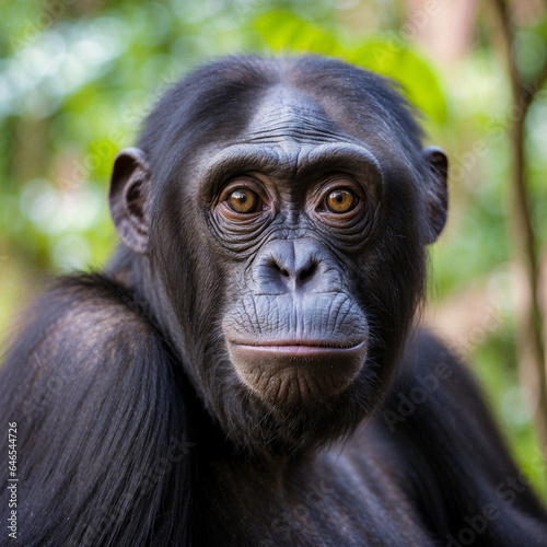 Elegant chimp engaging with you.