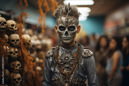 Portrait of a kid dressed as a halloween costume. © soysuwan123
