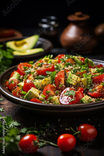 Vegetarian dish showcasing an array of colorful spices and ingredients background with empty space for text 