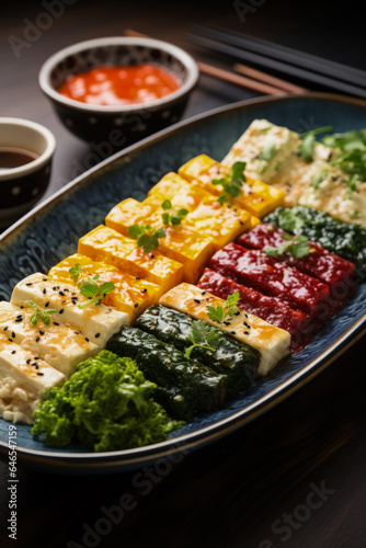 Various tofu on a plate