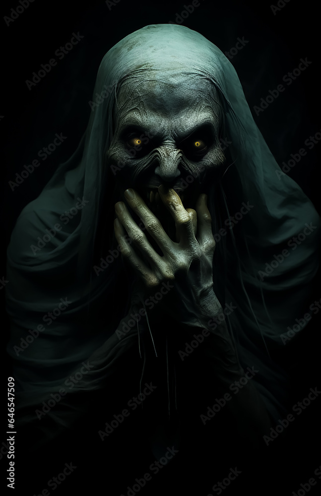 Horror possessed witch came from the darkness world, horror movie poster, low light, dramatic poster, zombie world Horror possessed witch came from the darkness world, horror movie poster, low light, dramatic poster, zombie world