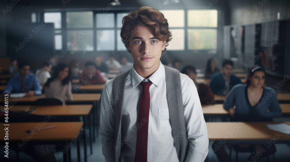 Confident Student: Captured in an Educational Classroom Environment. Confident Student: Captured in an Educational Classroom Environment.