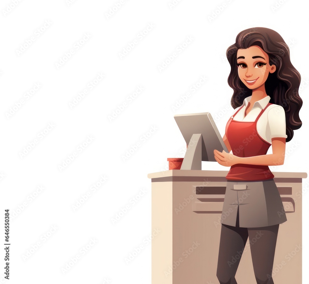Illustration Caucasian Female Cashier Backdrop Extremely Gorgeous Generative AI Illustration Caucasian Female Cashier Backdrop Extremely Gorgeous Generative AI