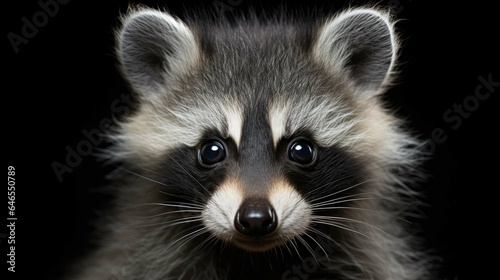 Cute Raccoon On black Background