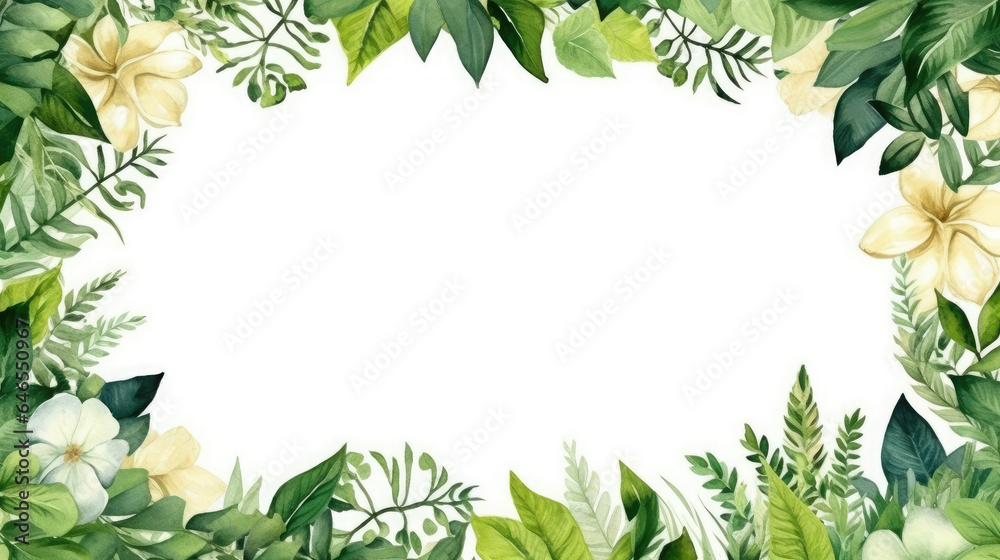 A hand drawn wreath floral border and leaves Generative AI A hand drawn wreath floral border and leaves Generative AI