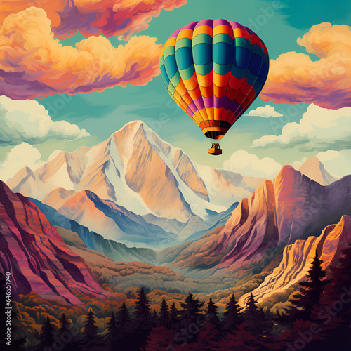 Colorful hot air balloon.Generative ai image