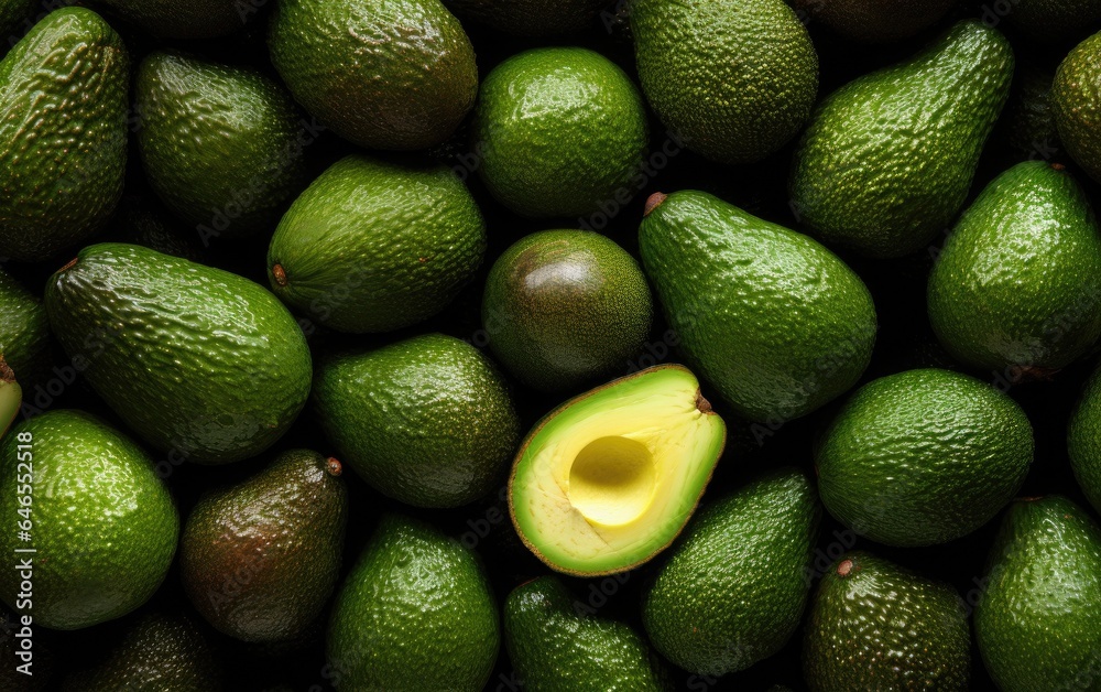 Flat lay shot of ripe avocados background Flat lay shot of ripe avocados background