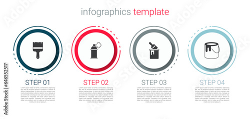 Set Paint brush, spray can, bucket with and . Business infographic template. Vector