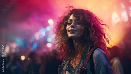 Beautiful girl at the music festival. 