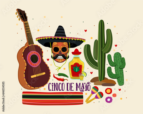 Cinco de Mayo. 5-th of May, mexican federal holiday. Vector set.