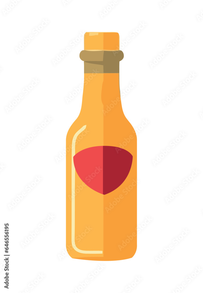 Organic whiskey bottle icon with label illustration