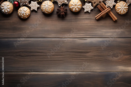 wooden table decorated for christmas