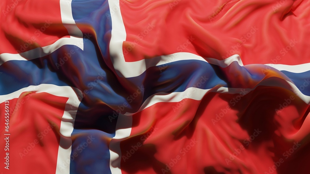 Abstract Norway Flag 3D Render (3D Artwork) - obrazy, fototapety, plakaty 