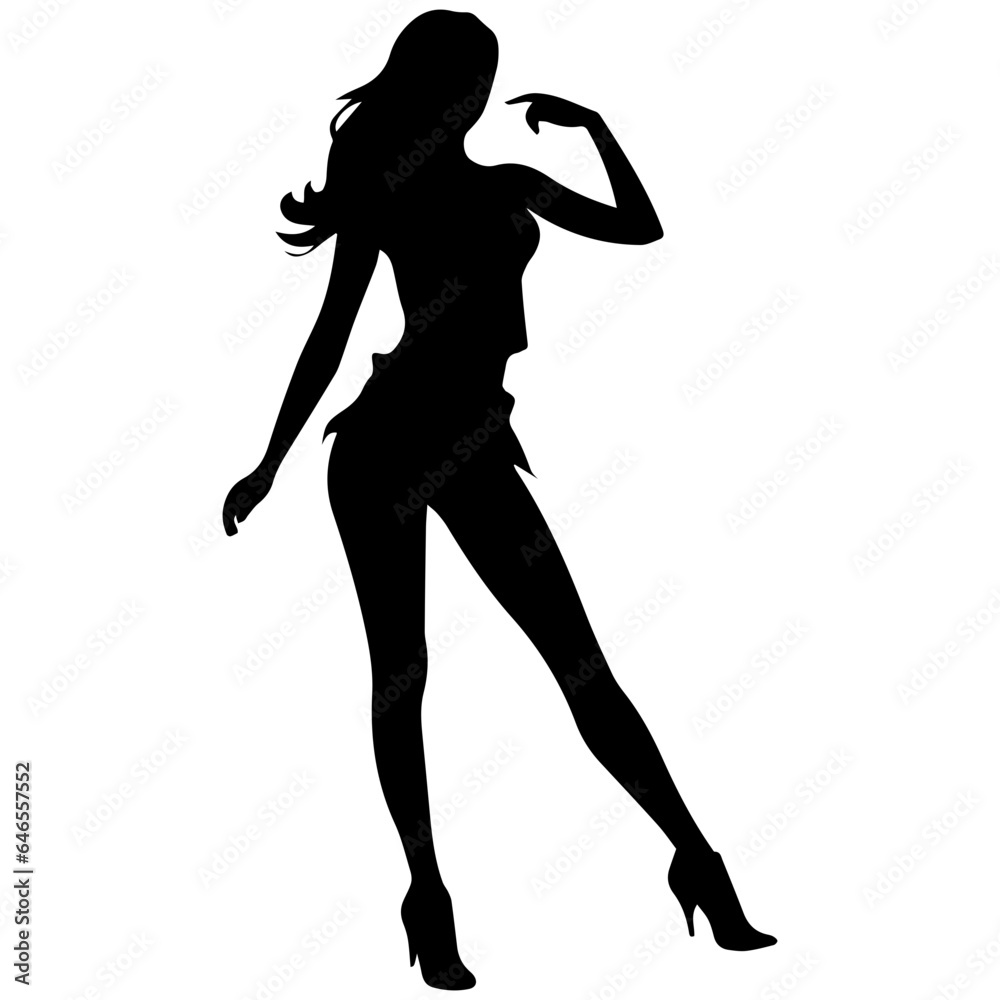 black silhouettes of fashion model girl black silhouettes of fashion model girl