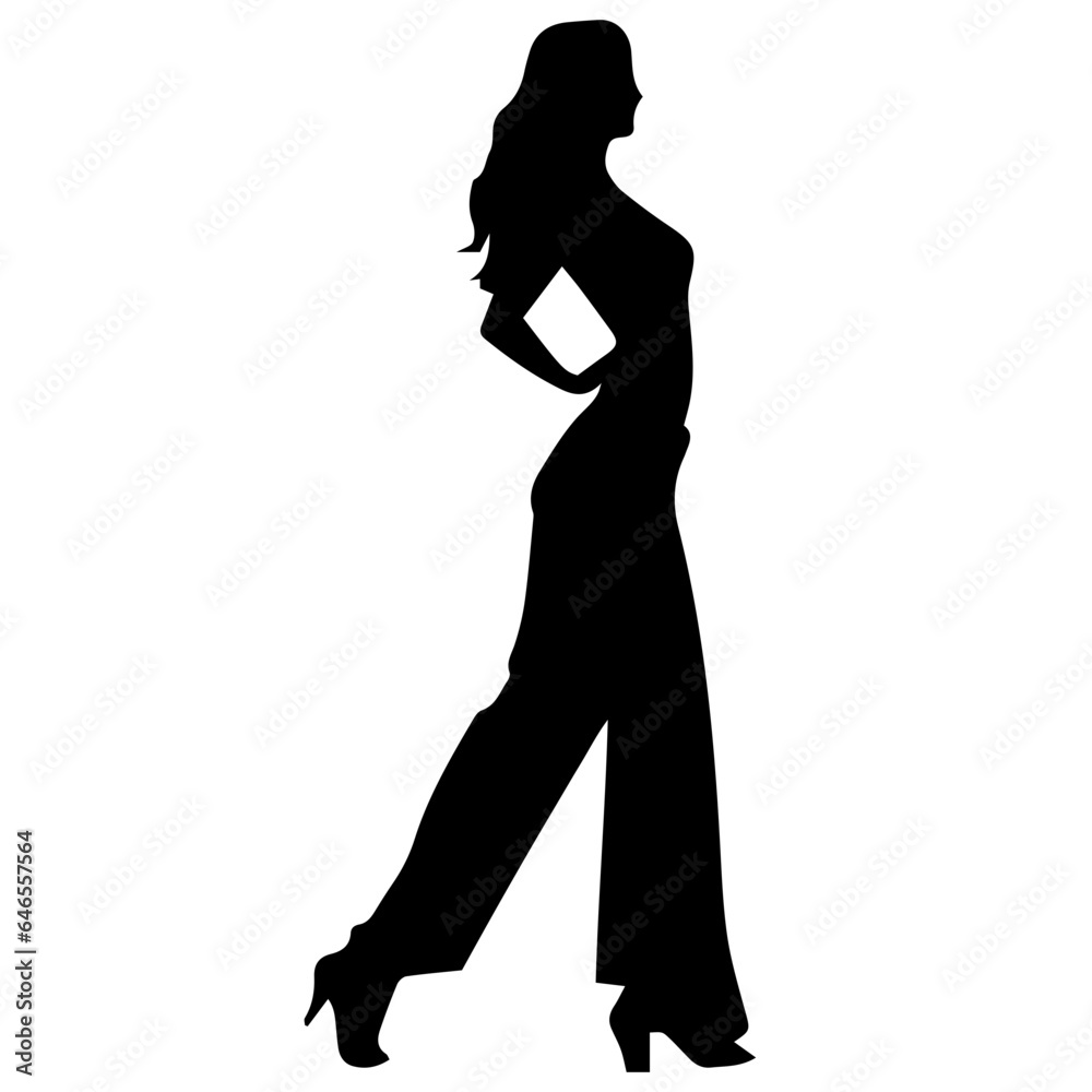 black silhouettes of fashion model girl