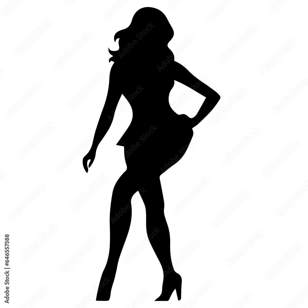 black silhouettes of fashion model girl black silhouettes of fashion model girl