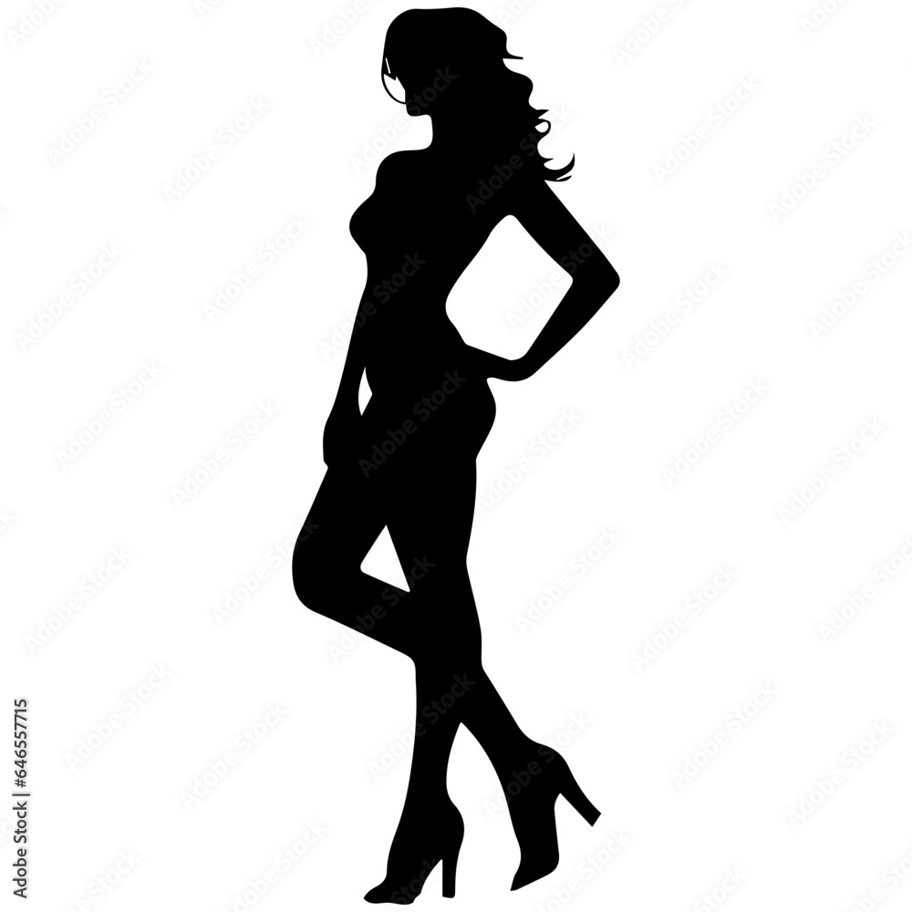 Fototapeta premium black silhouettes of fashion model girl