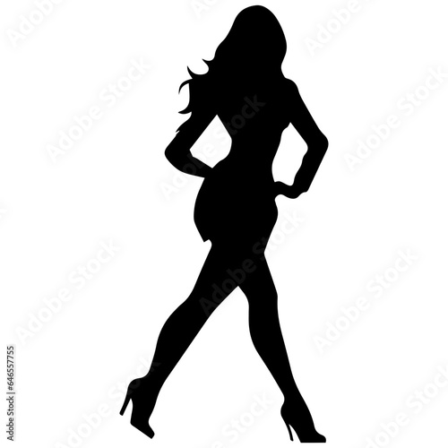 black silhouettes of fashion model girl © DLC Studio