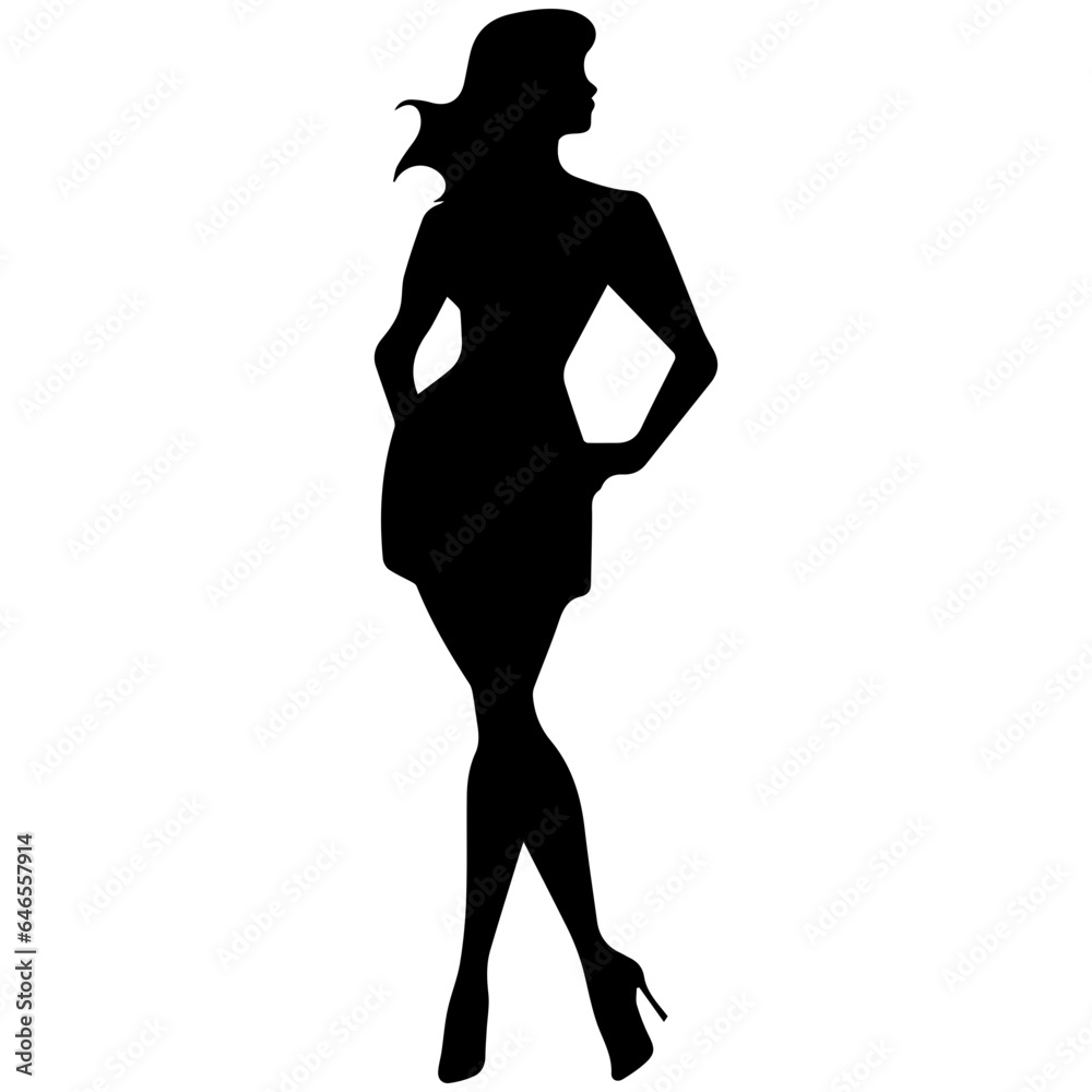black silhouettes of fashion model girl black silhouettes of fashion model girl