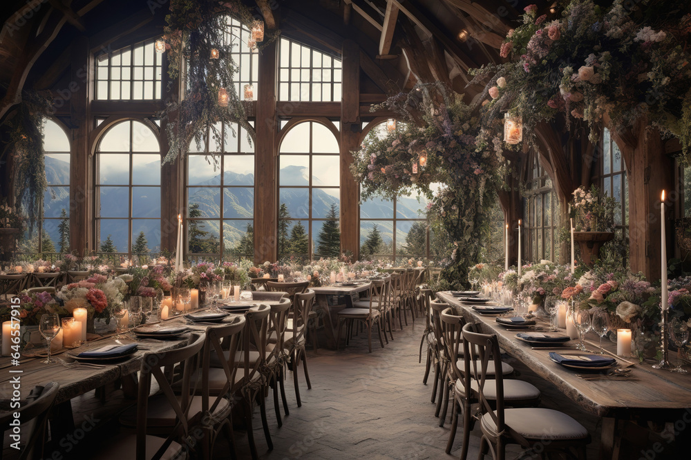 Wedding venue in mountain lodge with amazing view