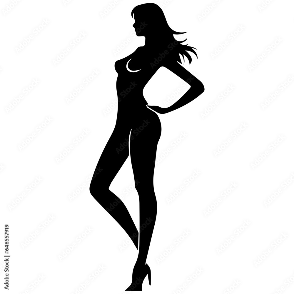 black silhouettes of fashion model girl black silhouettes of fashion model girl