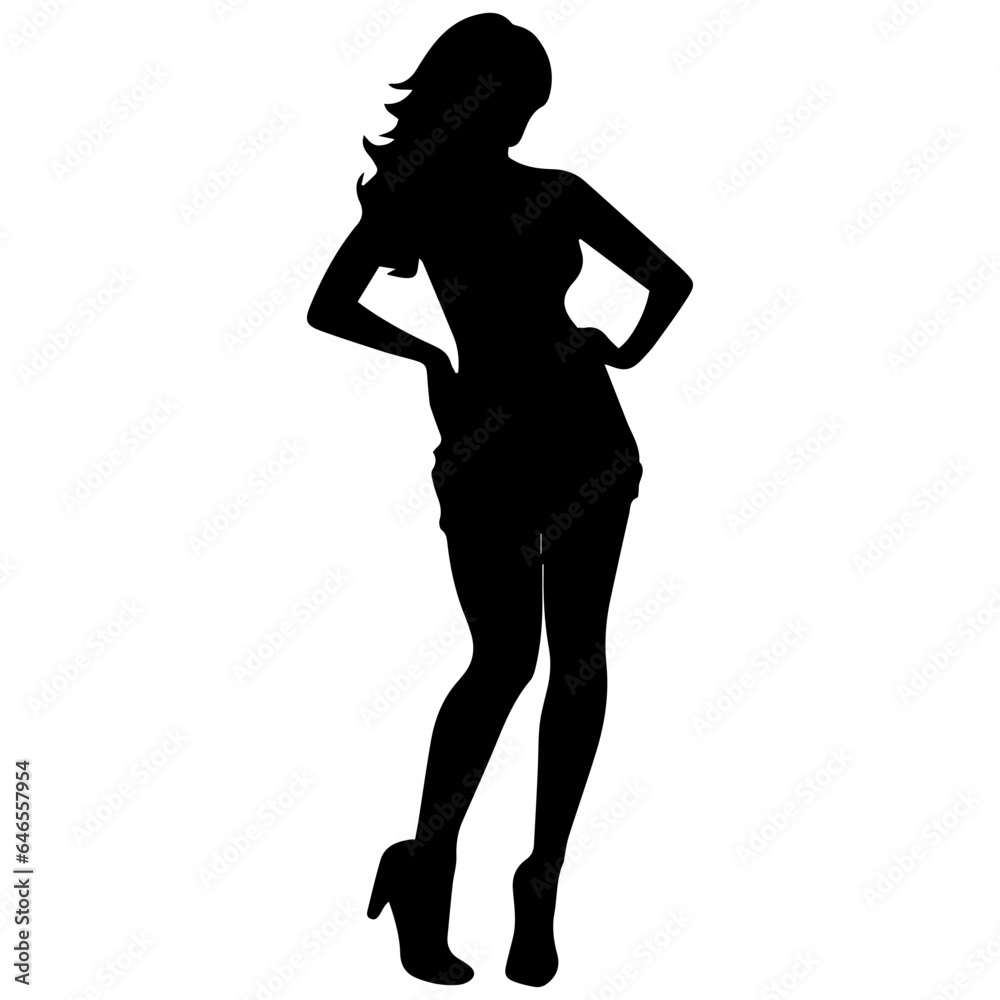 black silhouettes of fashion model girl black silhouettes of fashion model girl