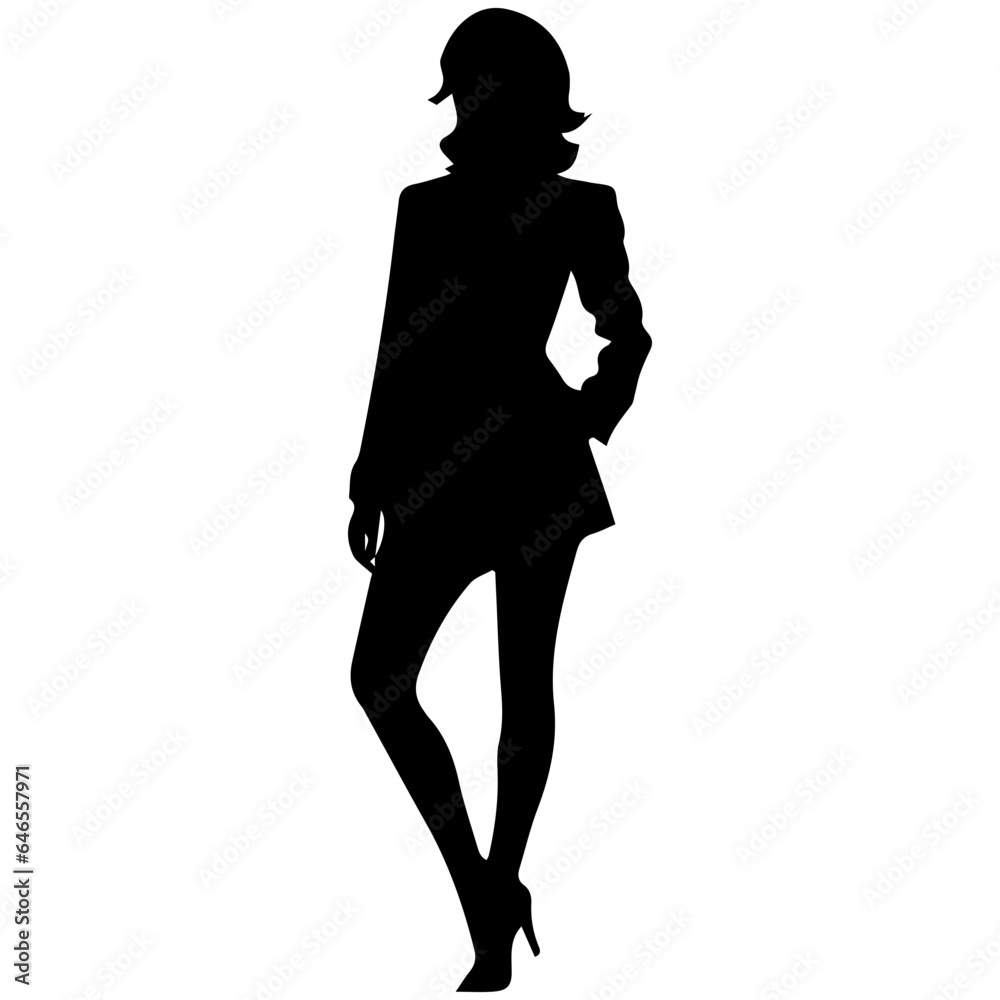Fototapeta premium black silhouettes of fashion model girl