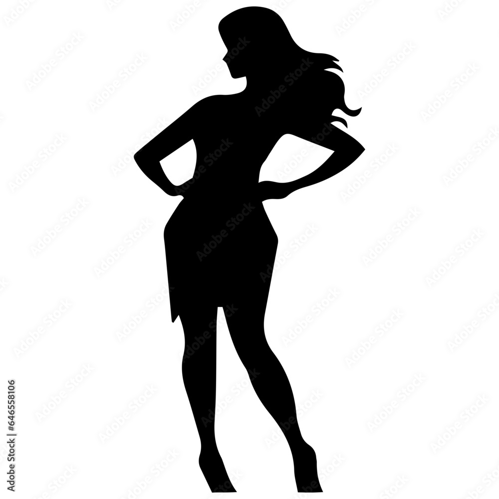 black silhouettes of fashion model girl