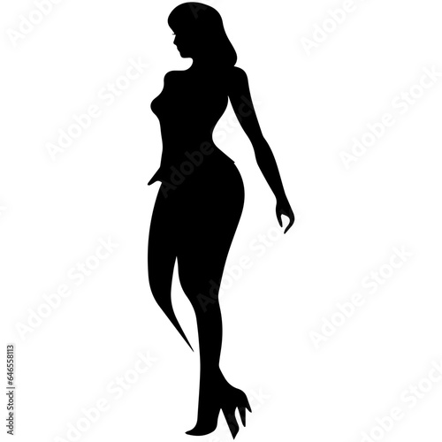 black silhouettes of fashion model girl