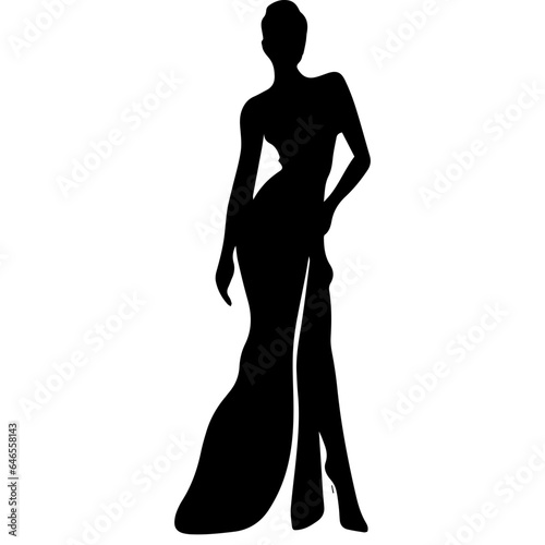 black silhouettes of fashion model girl