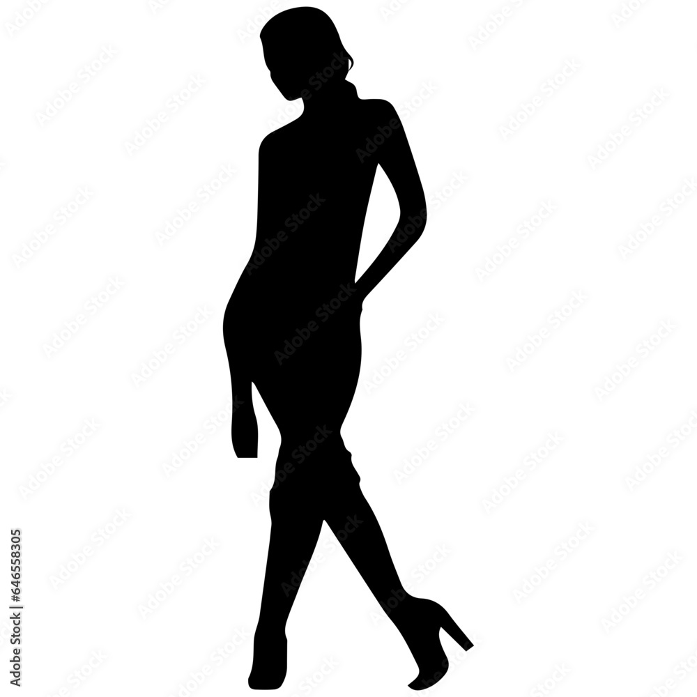 black silhouettes of fashion model girl black silhouettes of fashion model girl