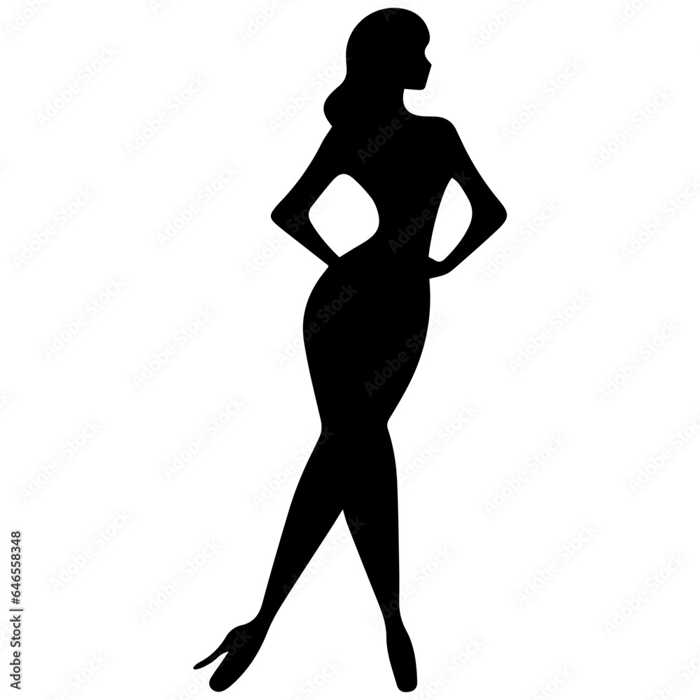black silhouettes of fashion model girl black silhouettes of fashion model girl