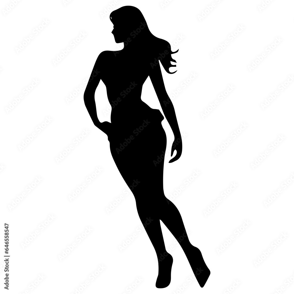 black silhouettes of fashion model girl black silhouettes of fashion model girl