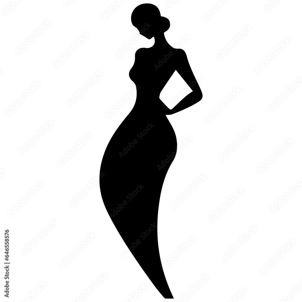 black silhouettes of fashion model girl black silhouettes of fashion model girl