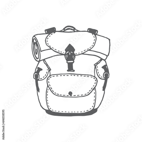backpack with sleeping mat drawing