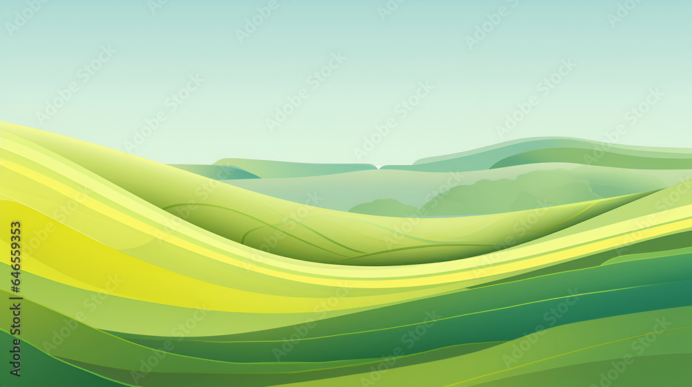 Abstract green landscape with hills and mountains. Abstract organic green curved lines of field or meadow in summer. Wallpaper background illustration. Abstract green landscape with hills and mountains. Abstract organic green curved lines of field or meadow in summer. Wallpaper background illustration.