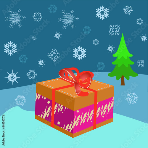 Fir tree, Christmas, Gift, Icon, vector graphic